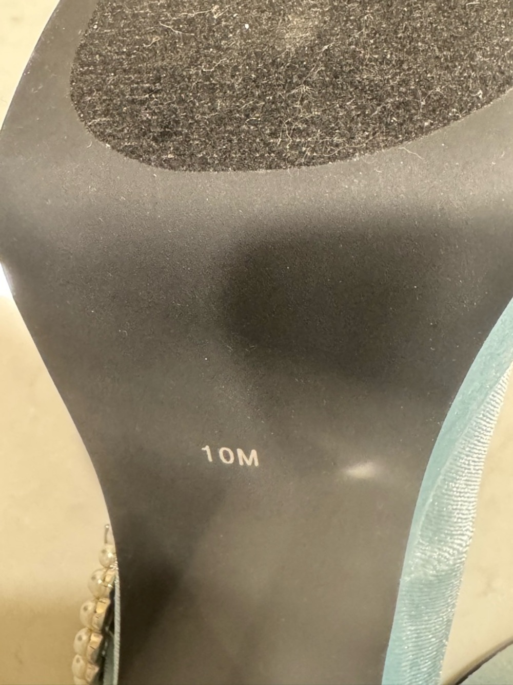 Platform heels, faux velvet, size 10, light blue - Picture 15 of 16